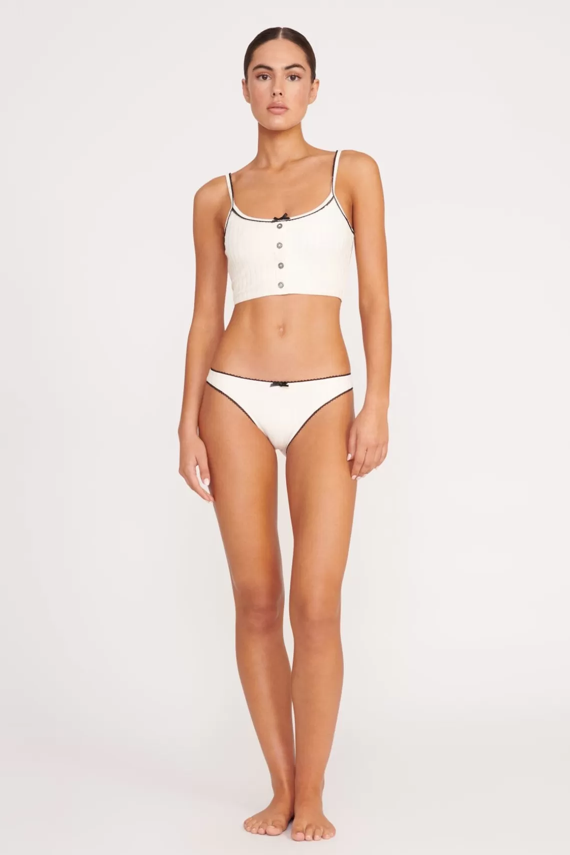 STAUD ABBY SWIM TOP  IVORY BLACK