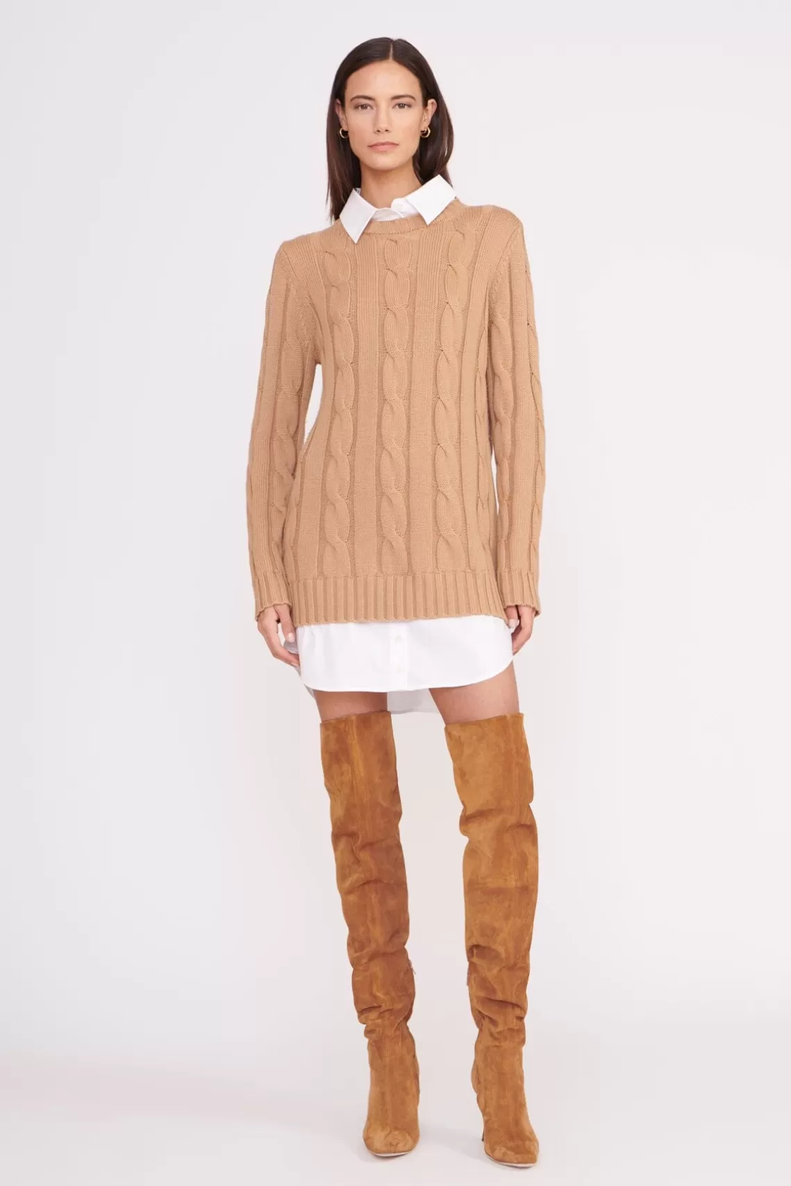 STAUD ALDRIN DRESS  CAMEL WHITE