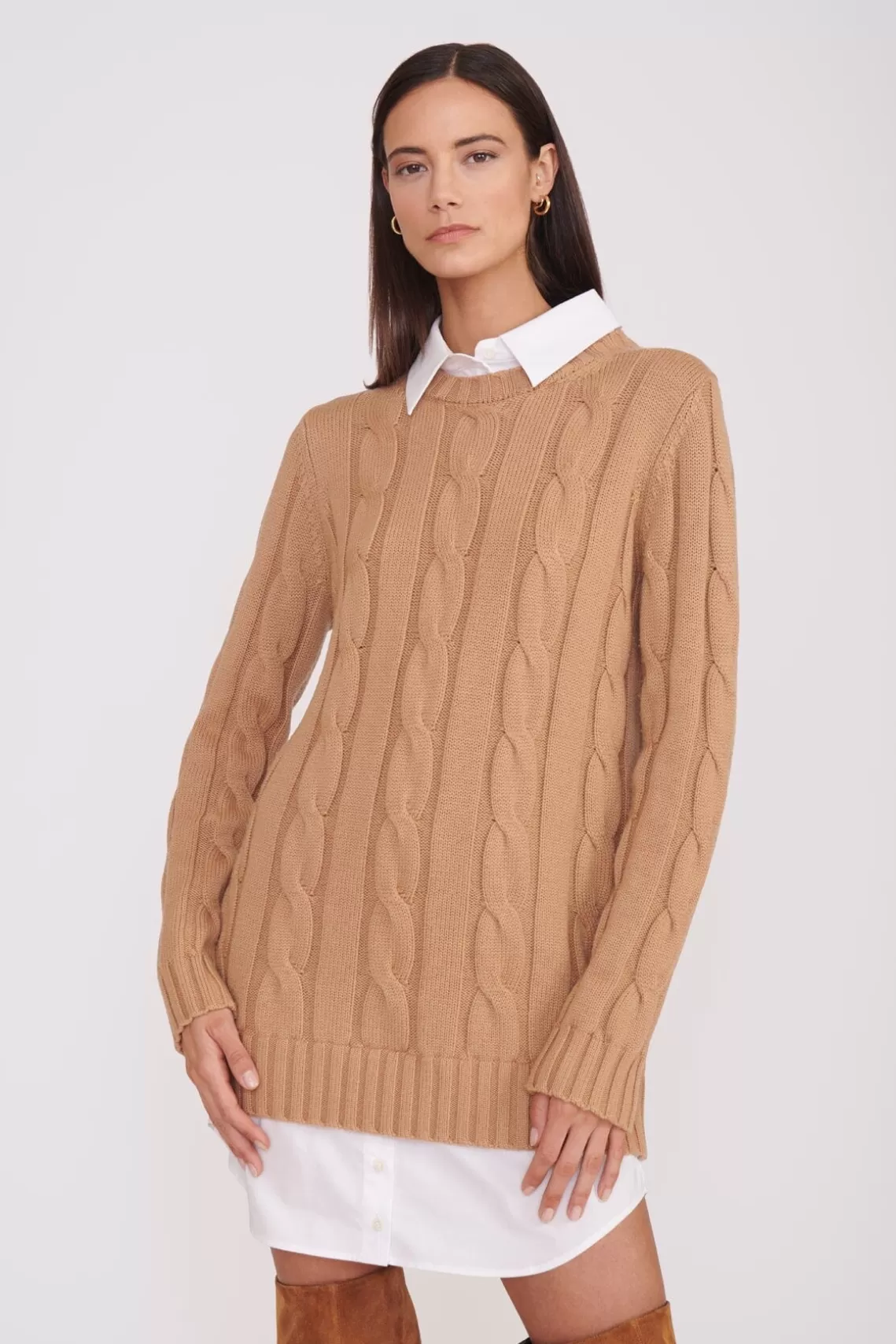 STAUD ALDRIN DRESS  CAMEL WHITE