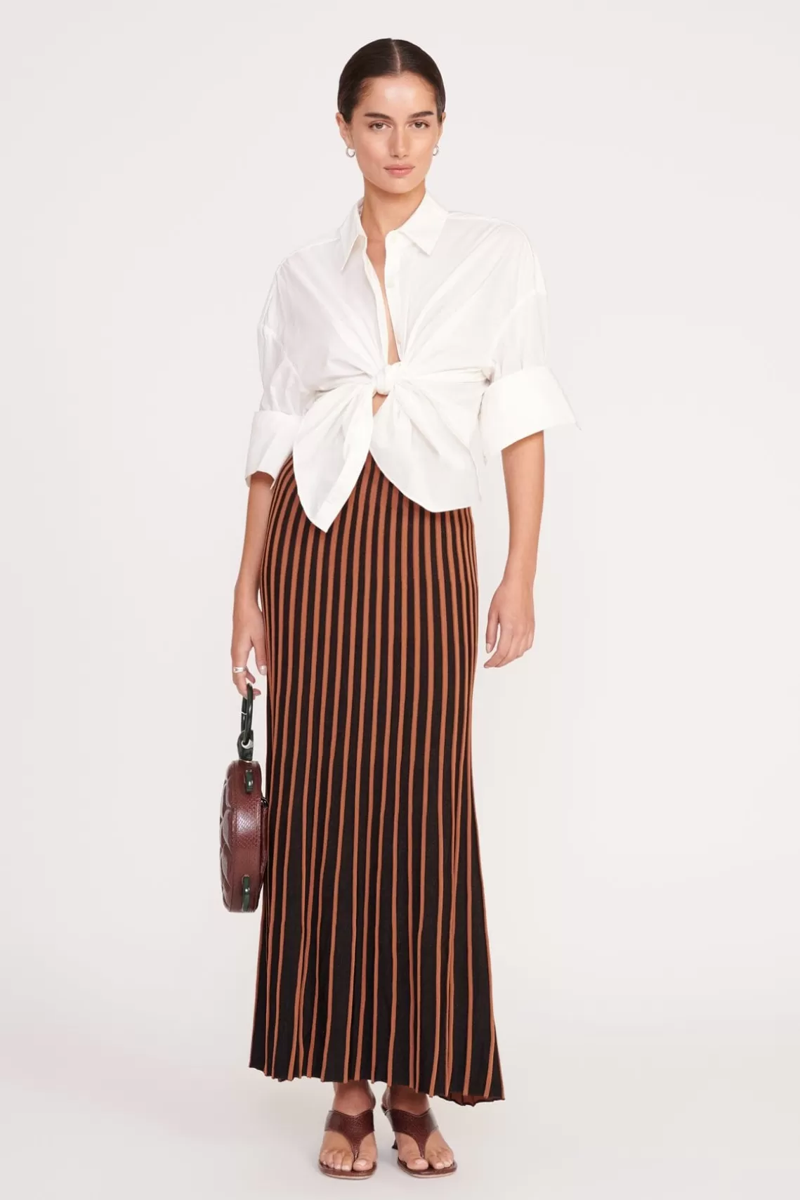 STAUD ALEIDA SKIRT  TAN BLACK