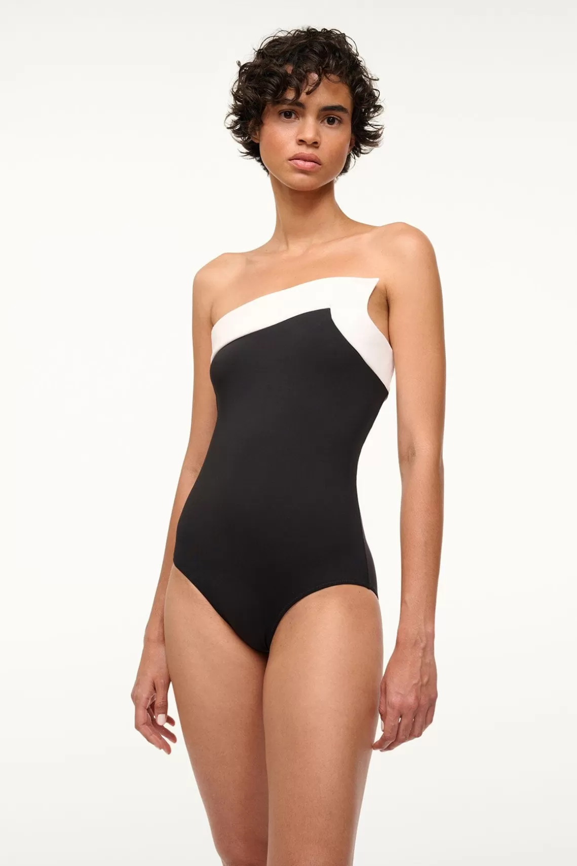 STAUD ALEXANDRA ONE PIECE  BLACK WHITE