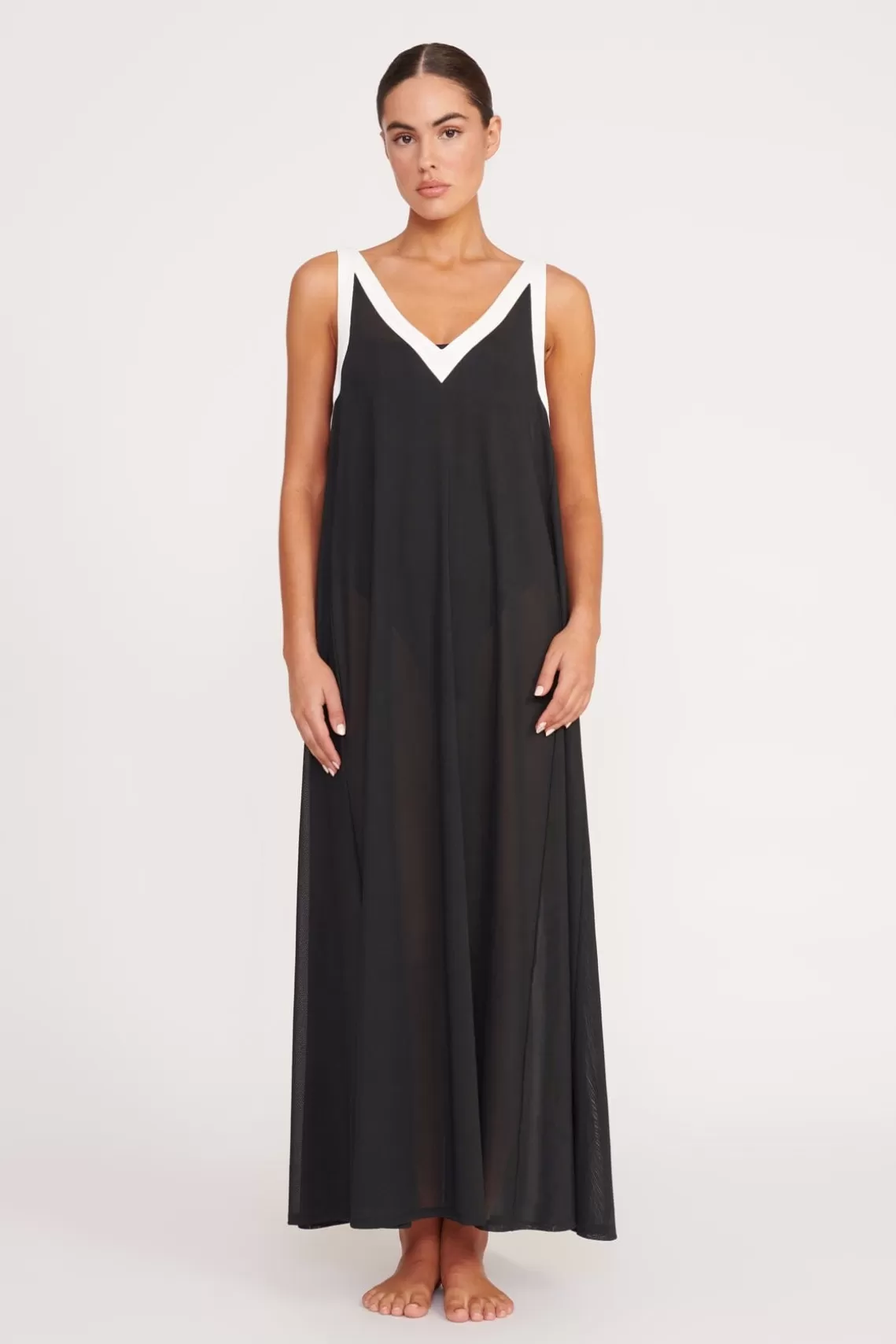 STAUD AVELINE COVERUP DRESS  BLACK WHITE