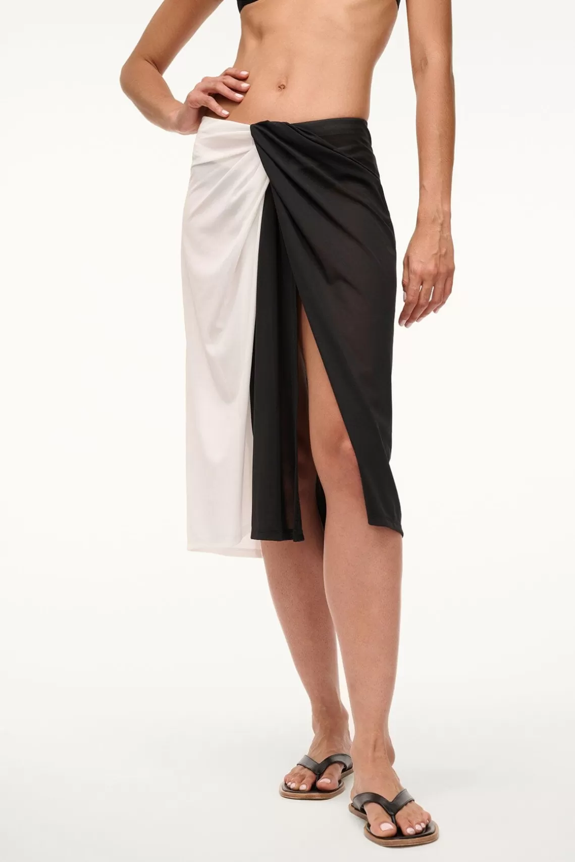 STAUD AZALEA COVERUP SKIRT  WHITE BLACK