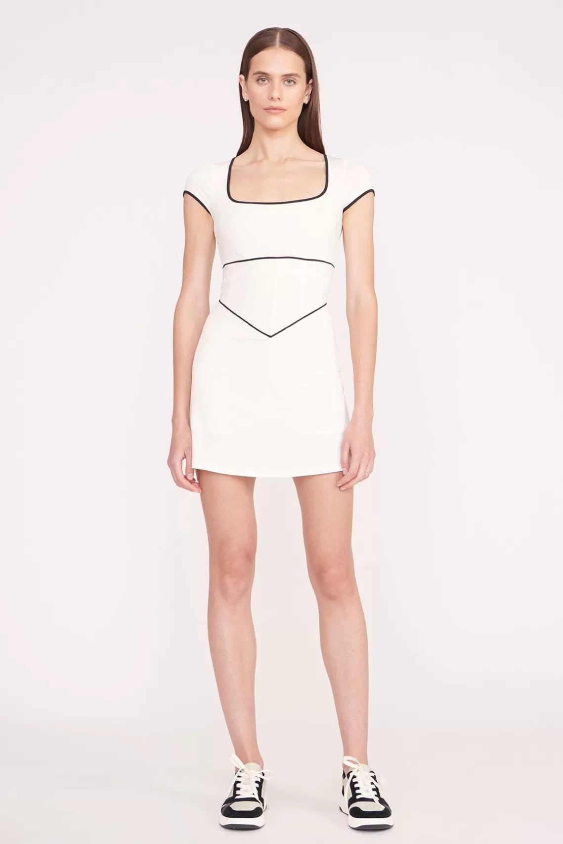 STAUD BACKSPIN DRESS  IVORY BLACK