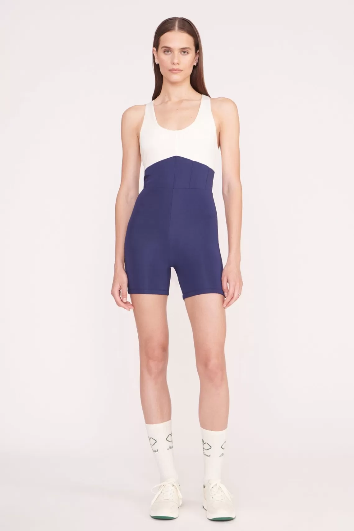 STAUD BOUNCE SHORT UNITARD  NAVY IVORY