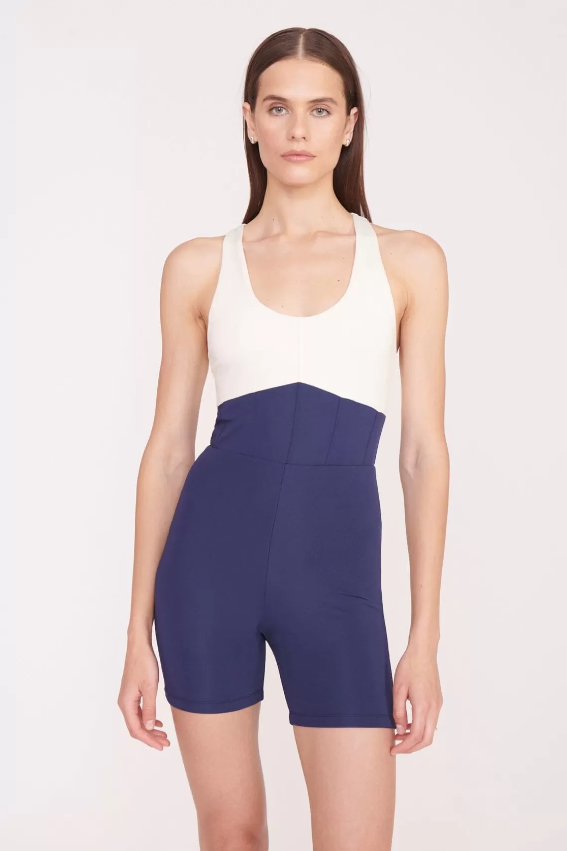 STAUD BOUNCE SHORT UNITARD  NAVY IVORY