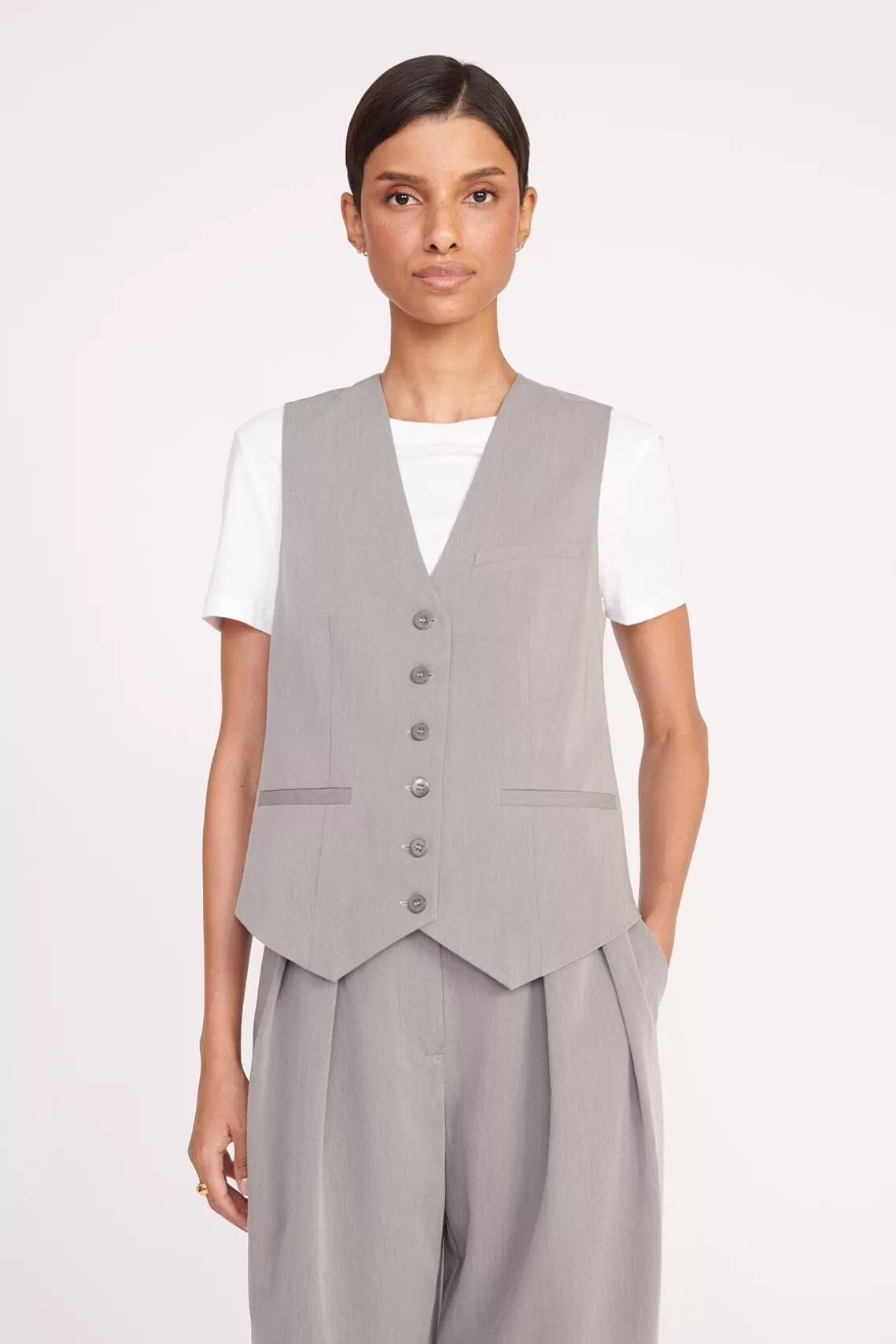 STAUD BRETT VEST  HEATHER GREY