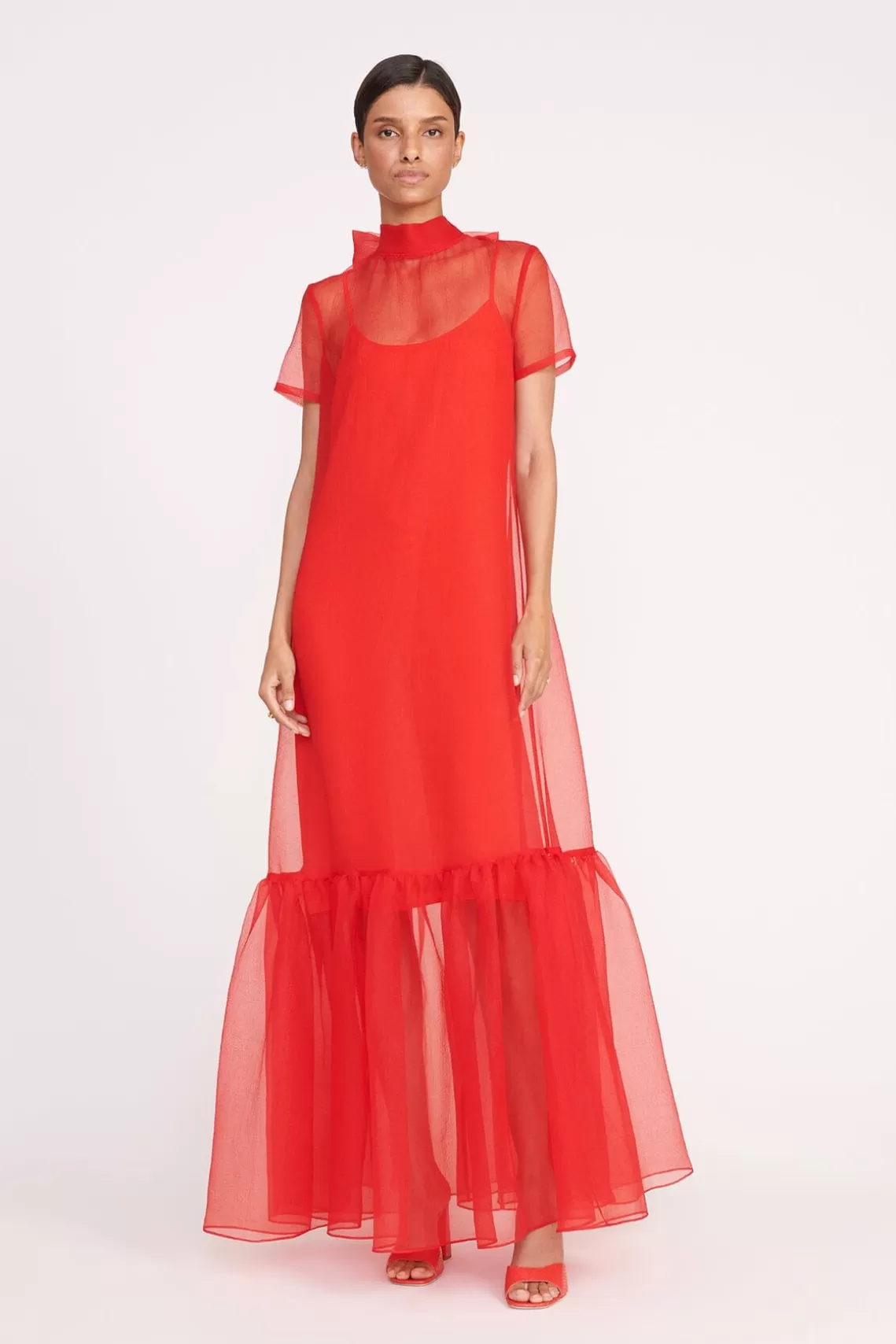 STAUD CALLUNA DRESS  RED ROSE