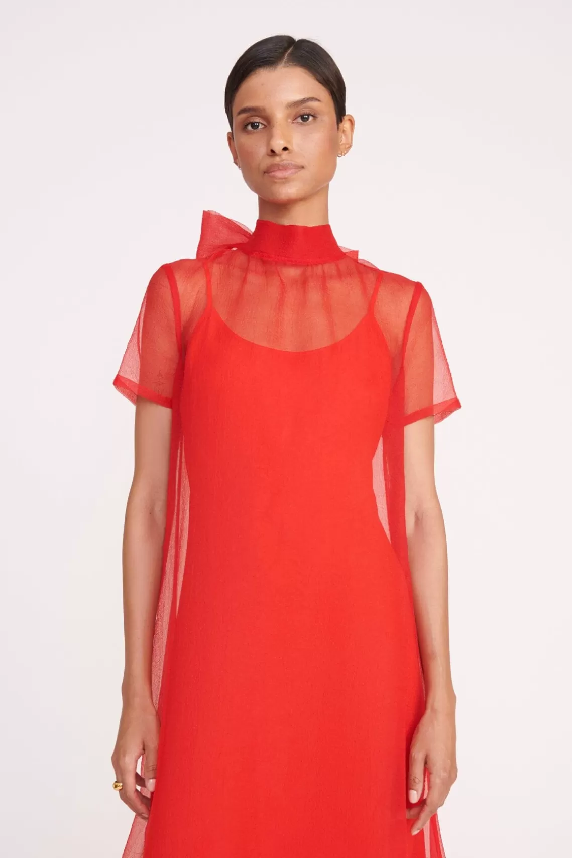 STAUD CALLUNA DRESS  RED ROSE