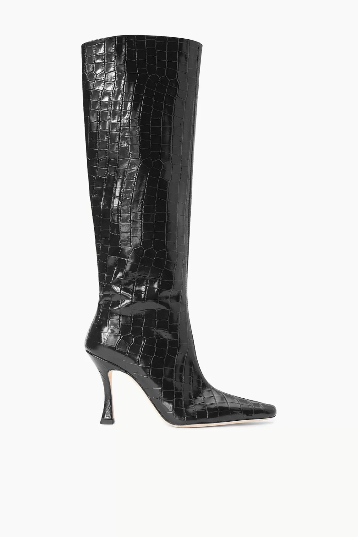 STAUD CAMI BOOT  BLACK CROC EMBOSSED