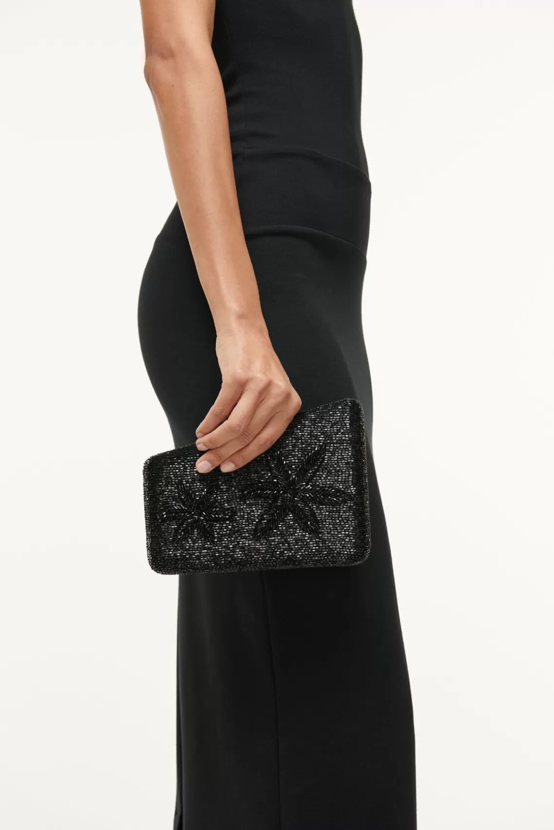 STAUD CARMELLA BEADED CLUTCH  BLACK STARFISH