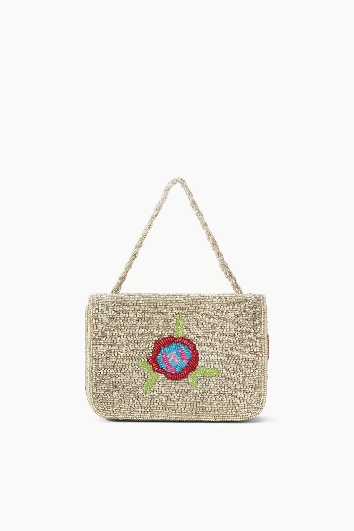 STAUD CARMEN BEADED BOX BAG  DIAMOND ROSE