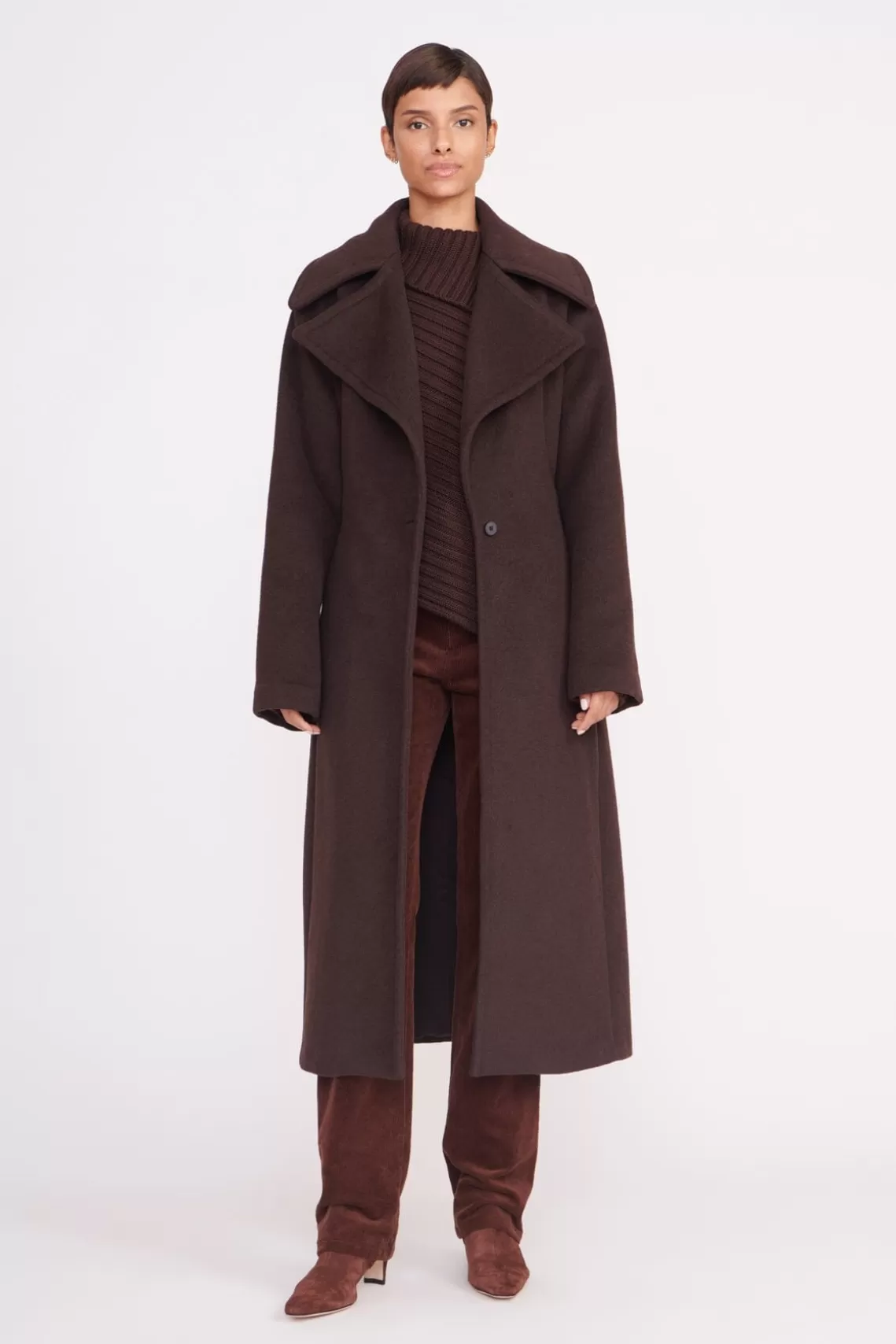 STAUD CARVER COAT  DARK CHOCOLATE