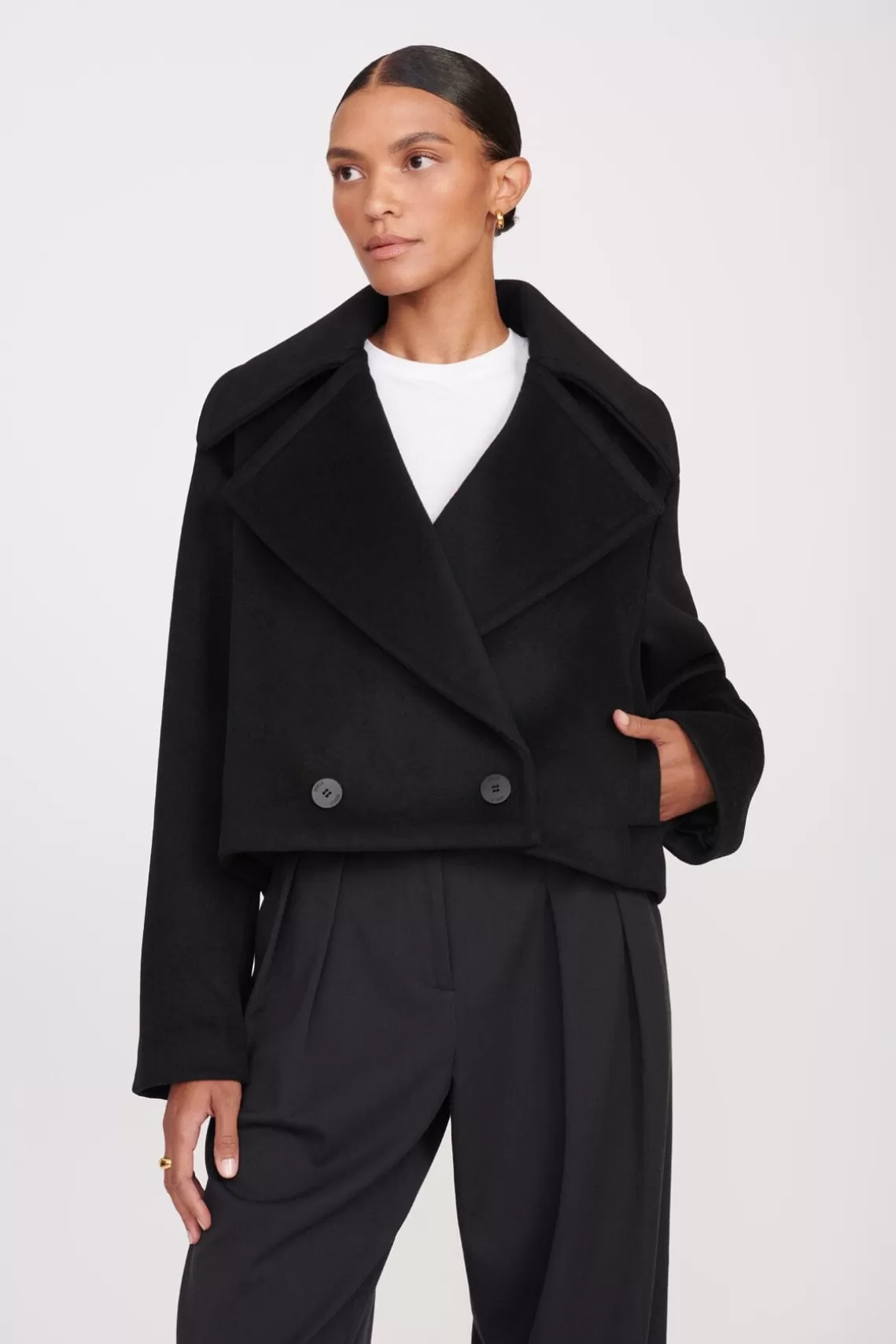 STAUD CARVER CROPPED COAT  