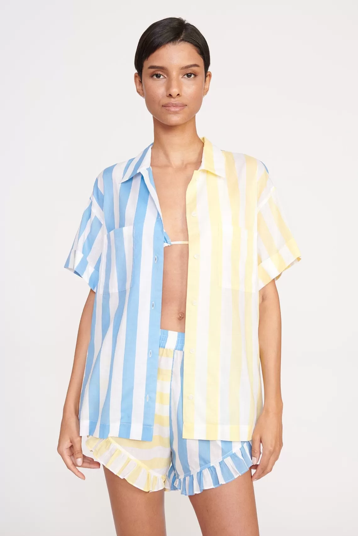 STAUD CHANNING TOP  BUTTERCUP SEASHORE STRIPE