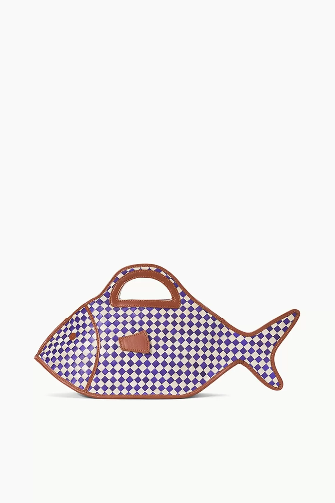 STAUD CLEO FISH BASKET BAG  COCONUT CHECK