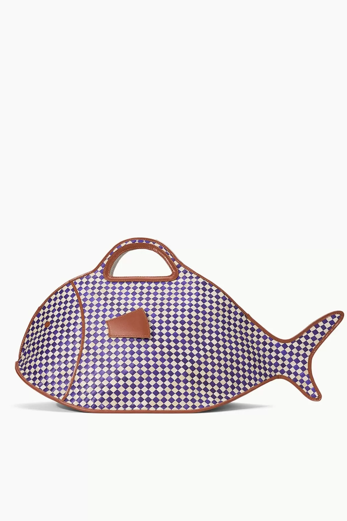 STAUD CLEO FISH BASKET TOTE  COCONUT CHECK