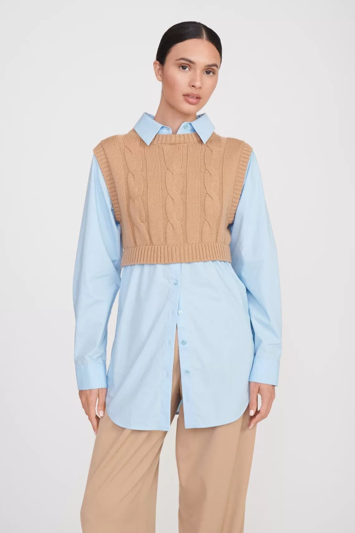 STAUD COOPER TOP  CAMEL FRENCH BLUE