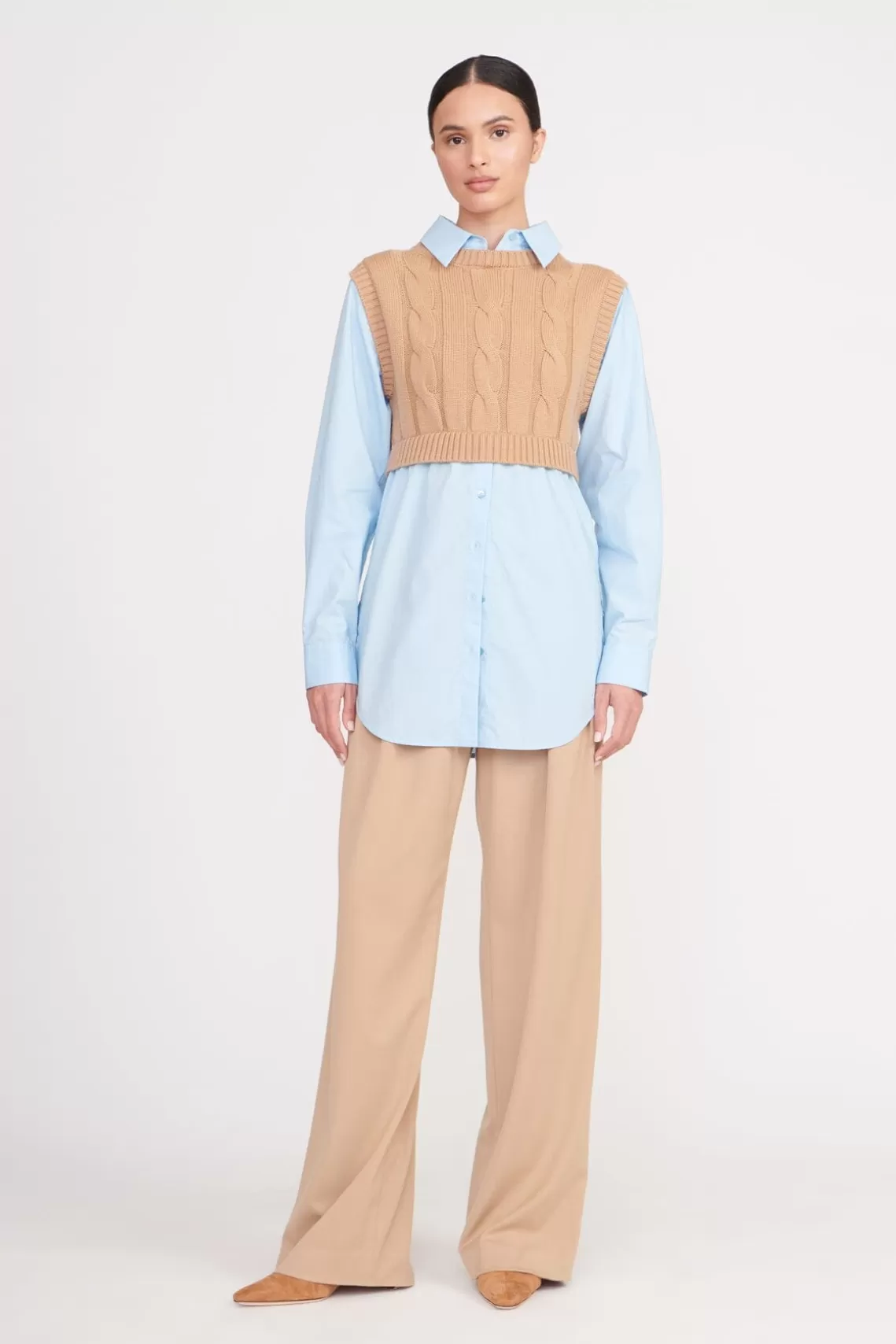 STAUD COOPER TOP  CAMEL FRENCH BLUE