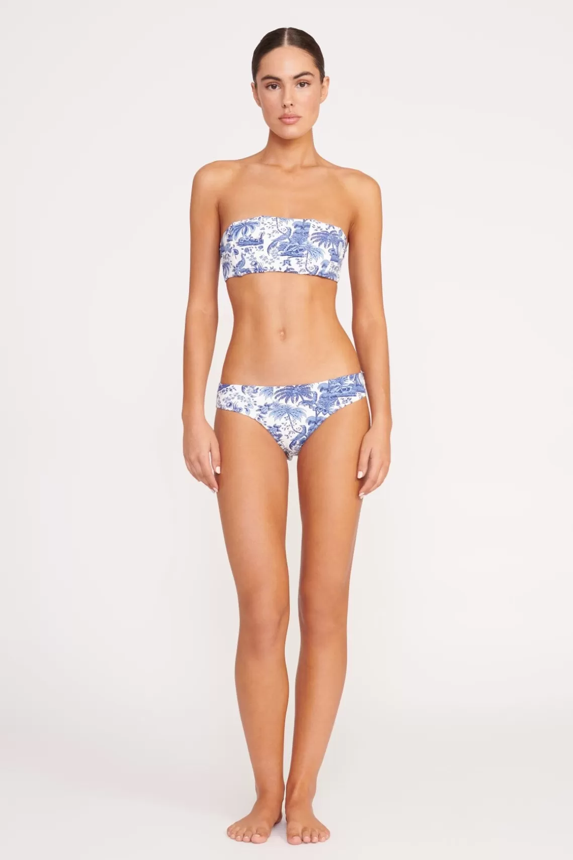 STAUD CORSAGE BIKINI BOTTOM  BLUE TOILE