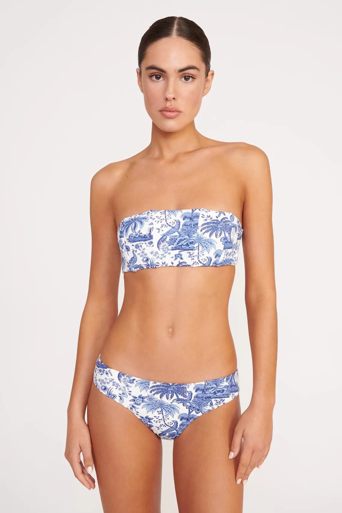 STAUD CORSAGE BIKINI BOTTOM  BLUE TOILE