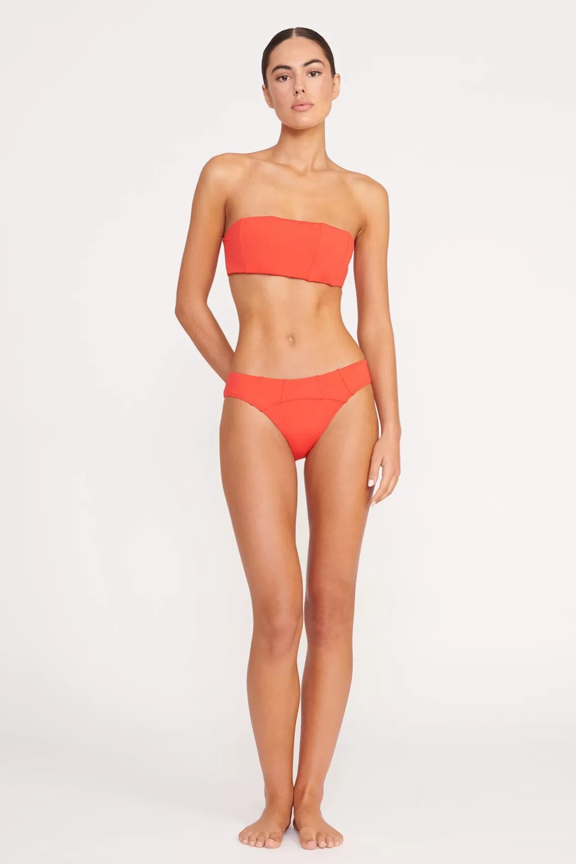 STAUD CORSAGE BIKINI BOTTOM  RED ROSE