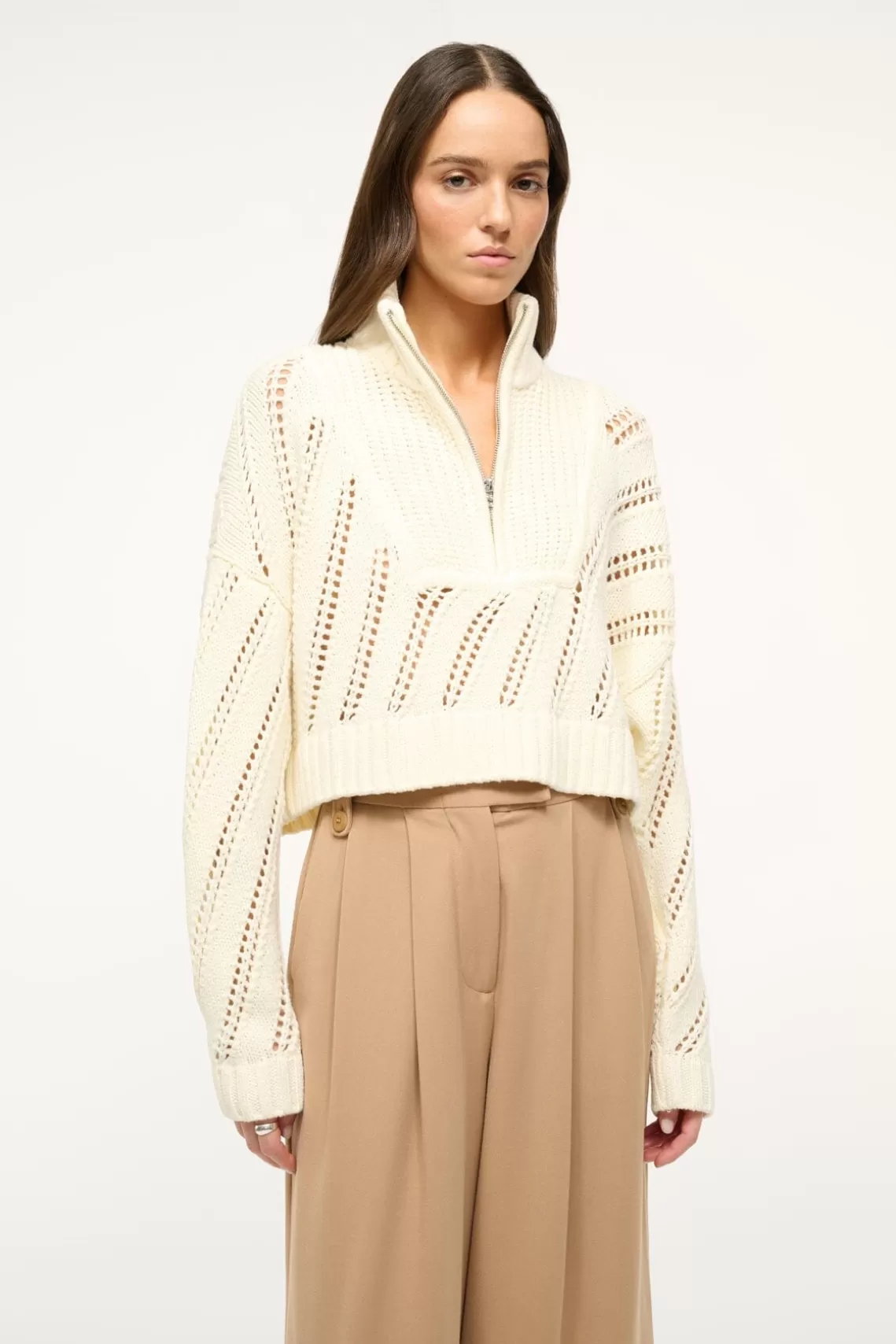 STAUD CROPPED HAMPTON SWEATER  