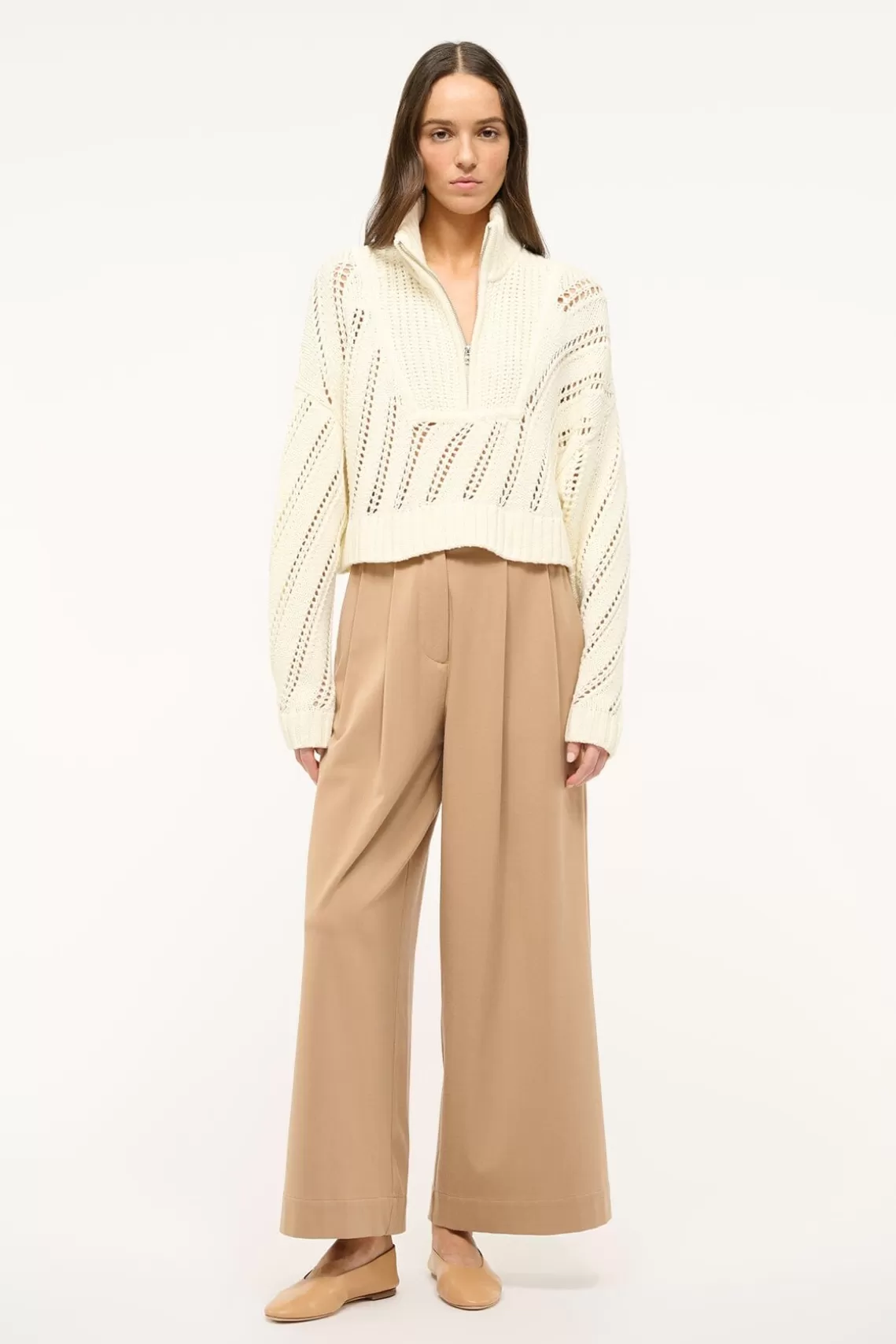 STAUD CROPPED HAMPTON SWEATER  