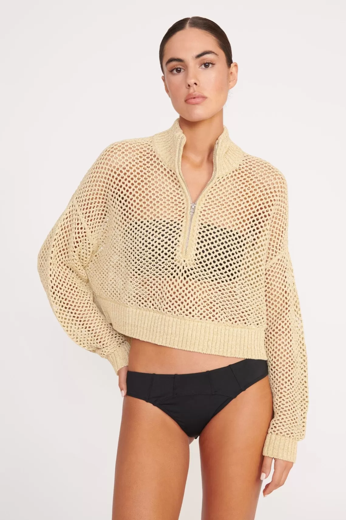 STAUD CROPPED HAMPTON SWEATER  