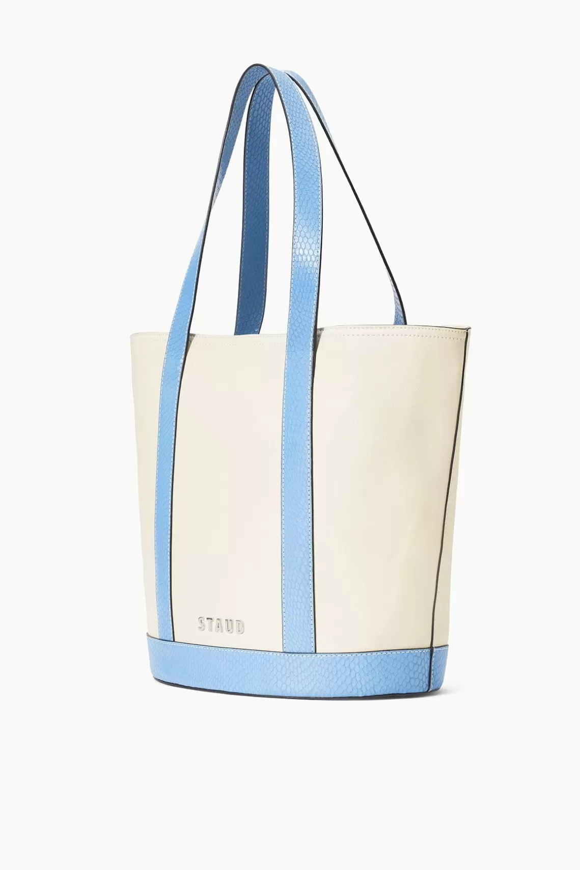 STAUD CUSTOM MONOGRAM ALLORA TOTE  CREAM BLUE