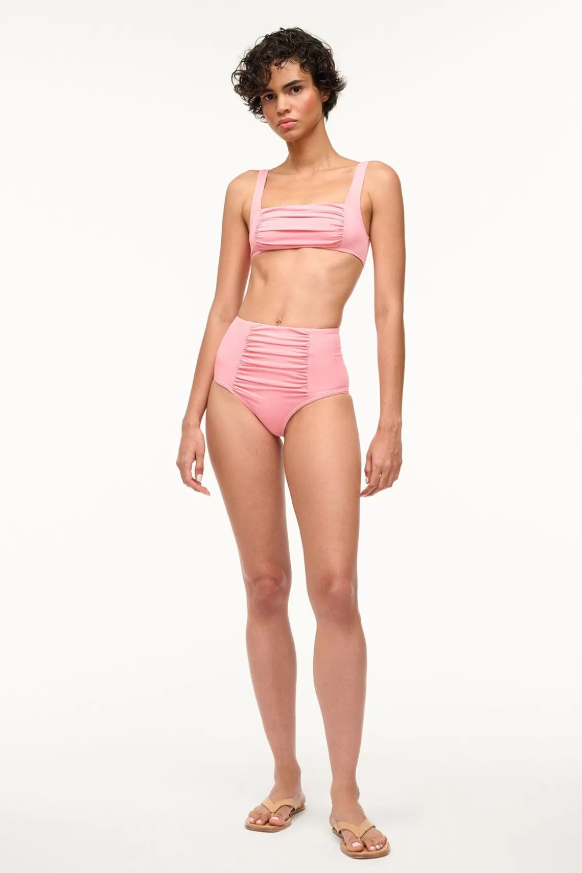 STAUD DECLAN HIGH RISE BIKINI BOTTOM  PEARL PINK