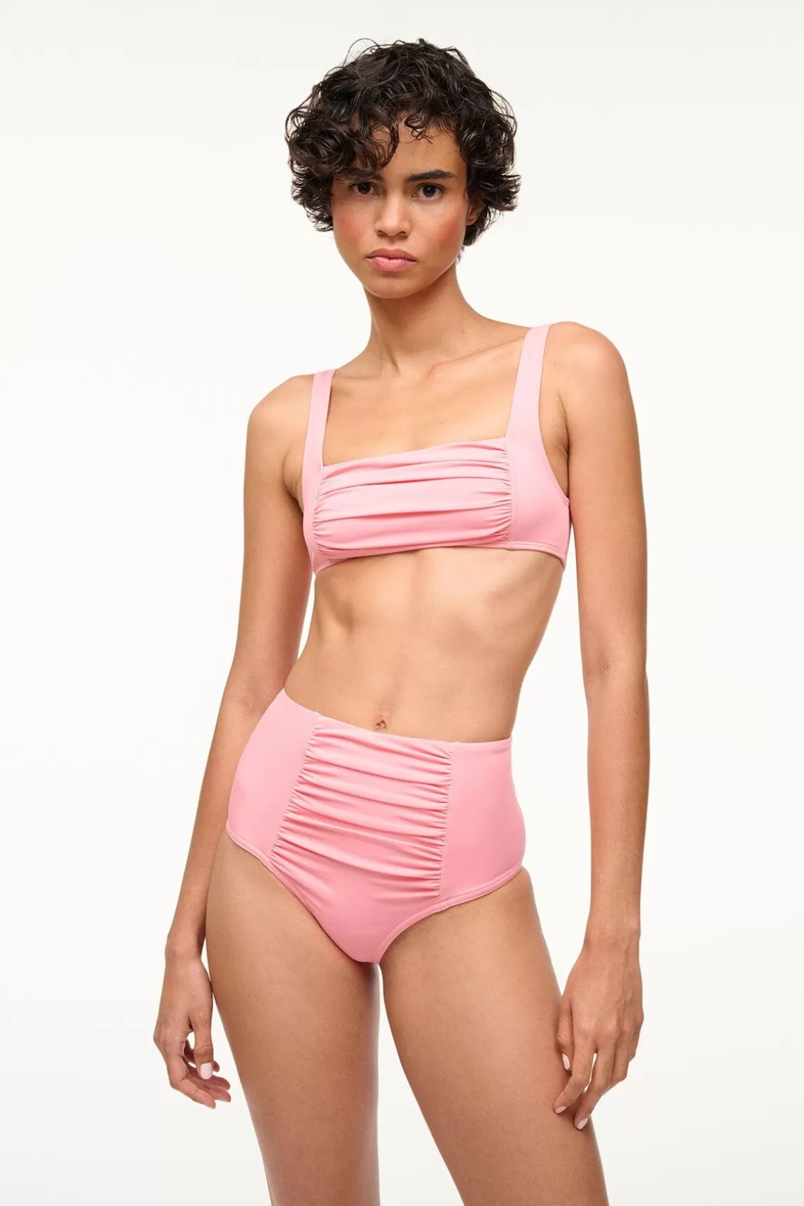 STAUD DECLAN HIGH RISE BIKINI BOTTOM  PEARL PINK