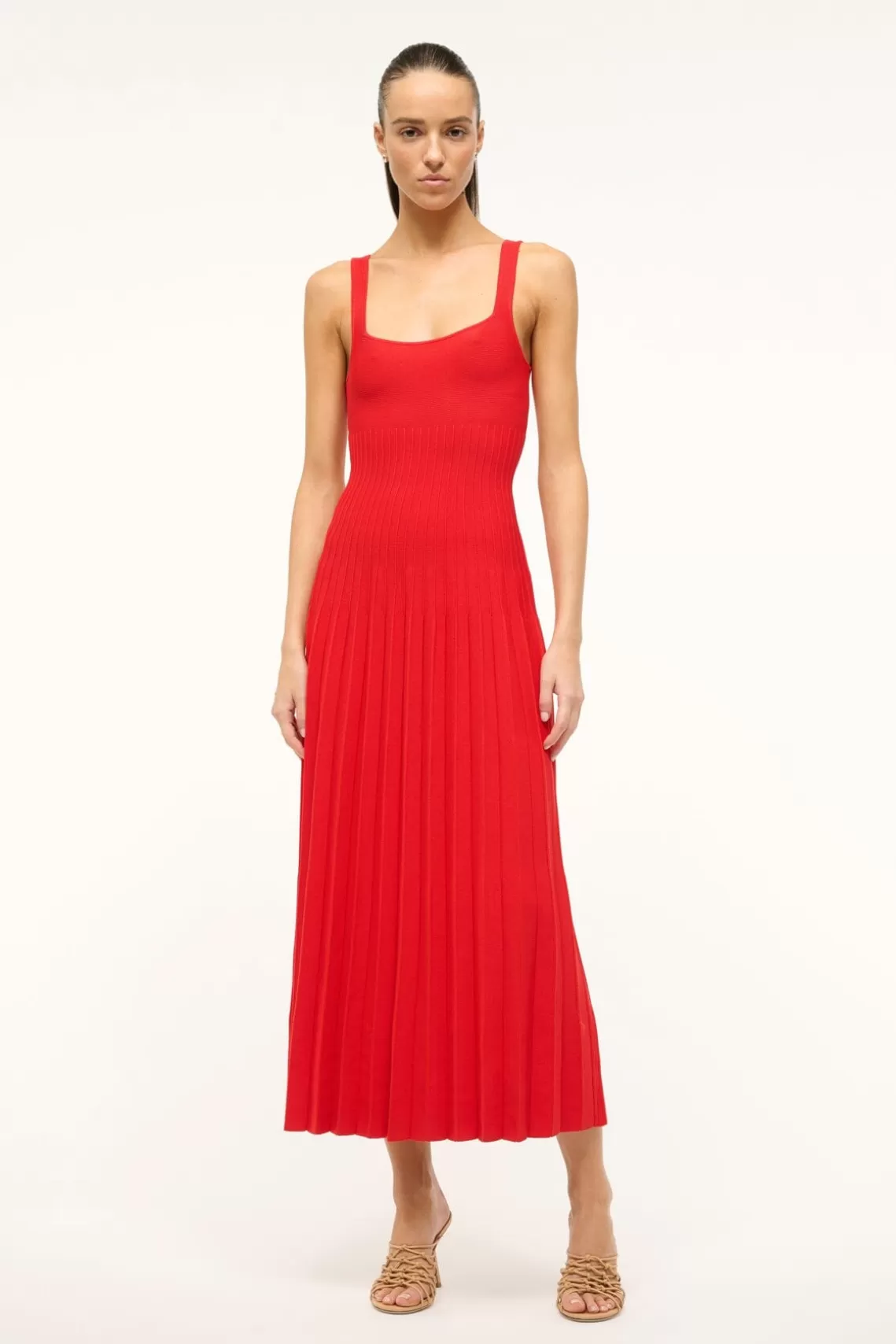 STAUD ELLISON DRESS  RED ROSE