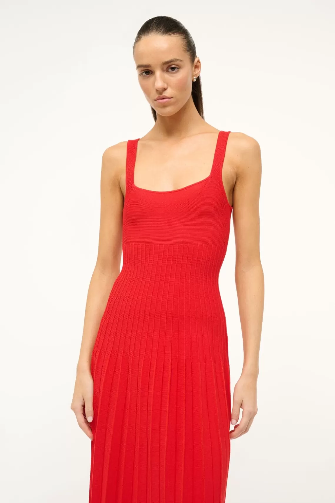 STAUD ELLISON DRESS  RED ROSE