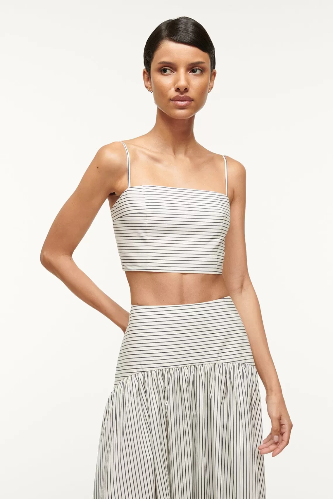 STAUD FEDERICO TOP  IVORY MICRO STRIPE