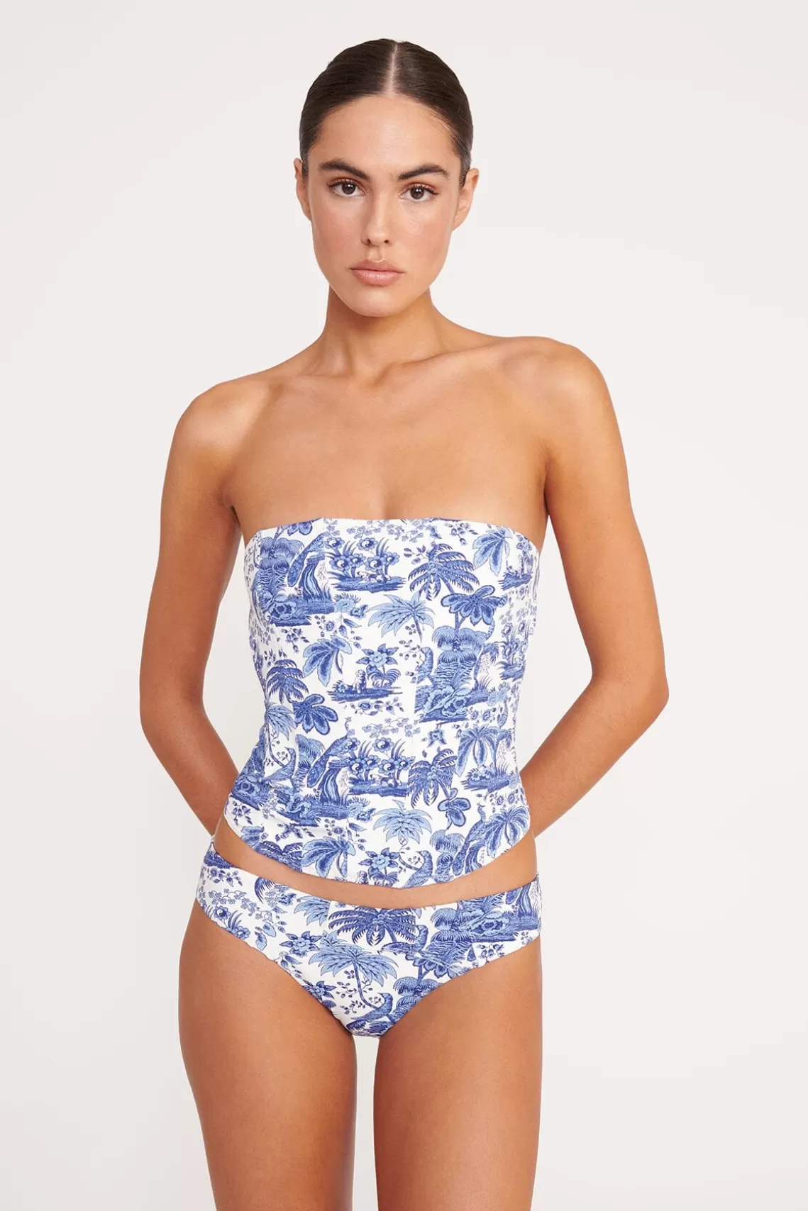 STAUD FRANCESCA BIKINI TOP  BLUE TOILE