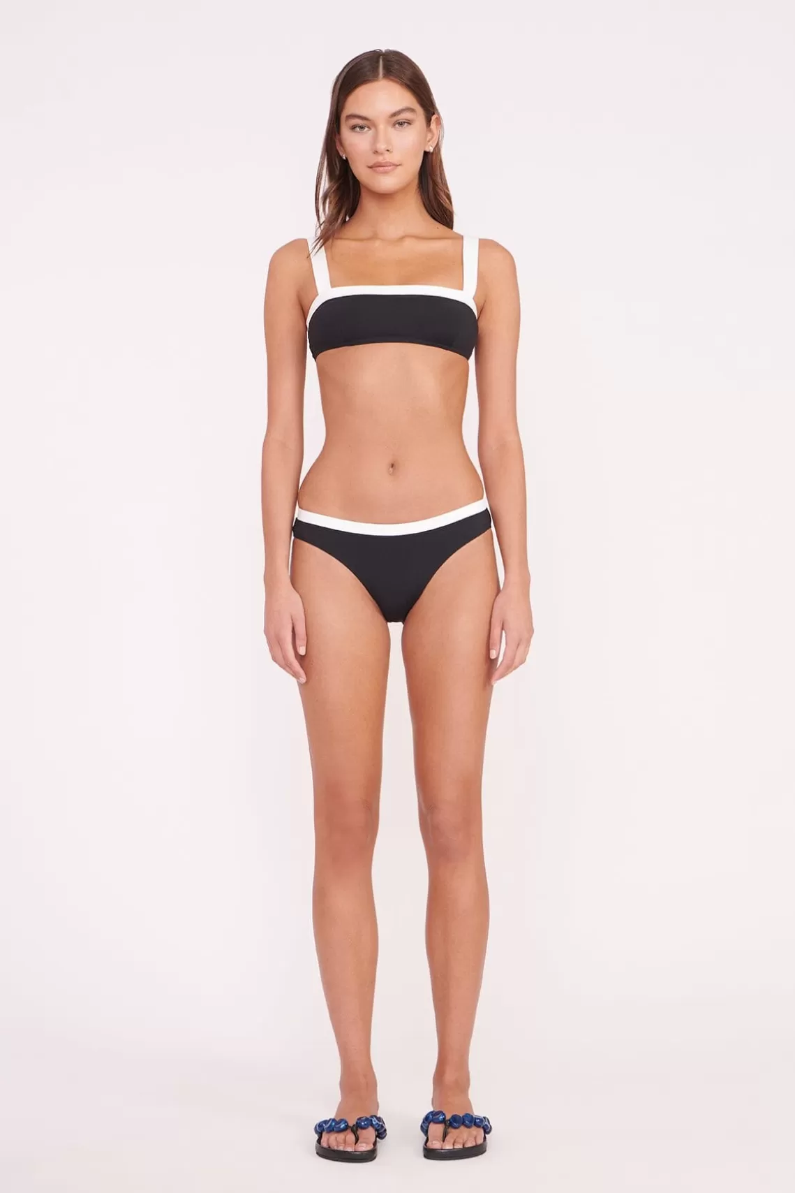 STAUD GEMMA BIKINI BOTTOM  BLACK WHITE