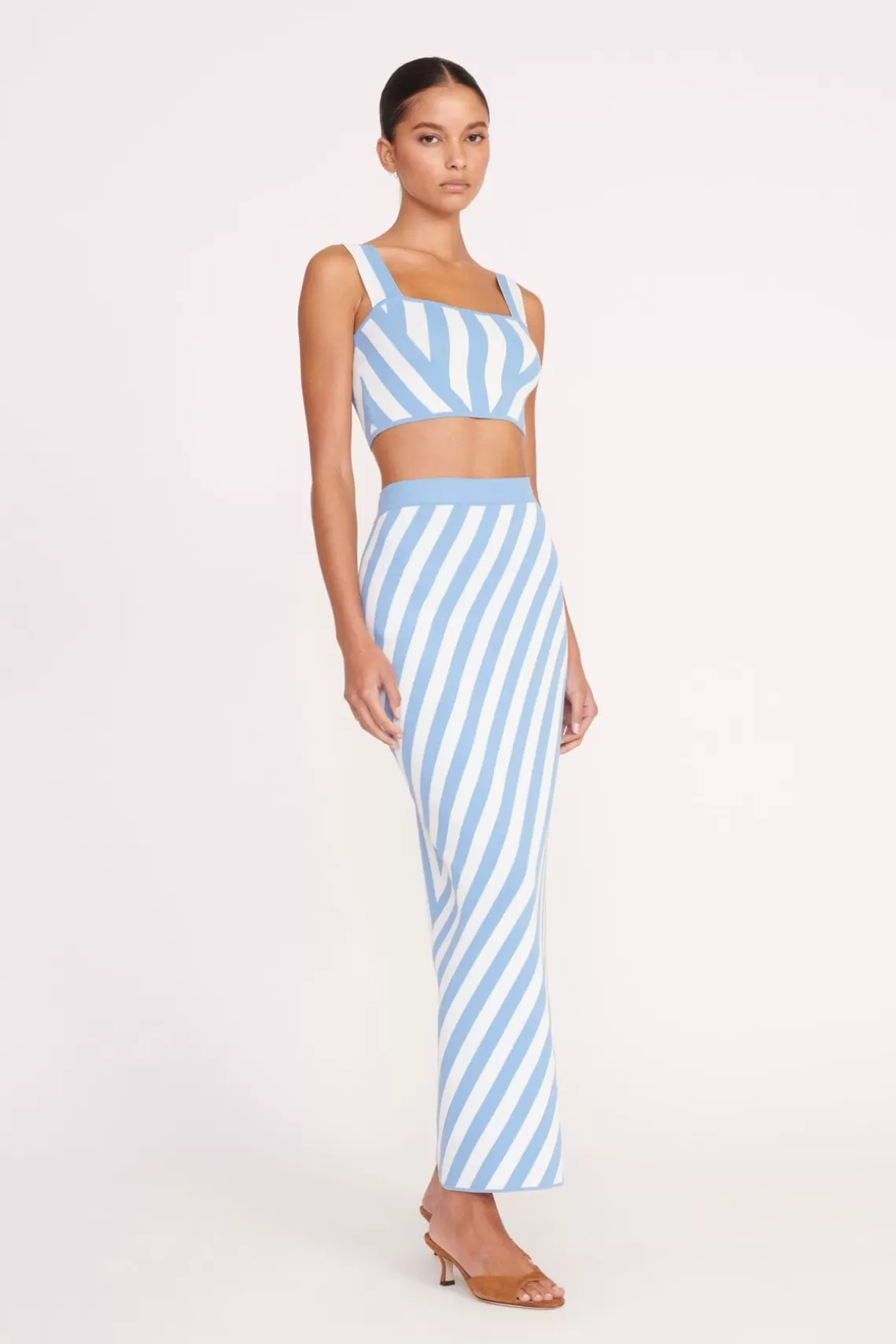 STAUD GIOVANNI SKIRT  BLUE SEASHORE STRIPE