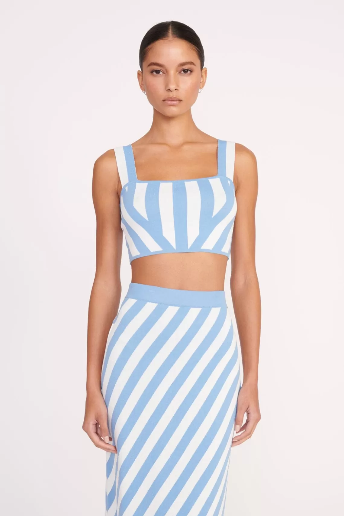 STAUD GIOVANNI SKIRT  BLUE SEASHORE STRIPE