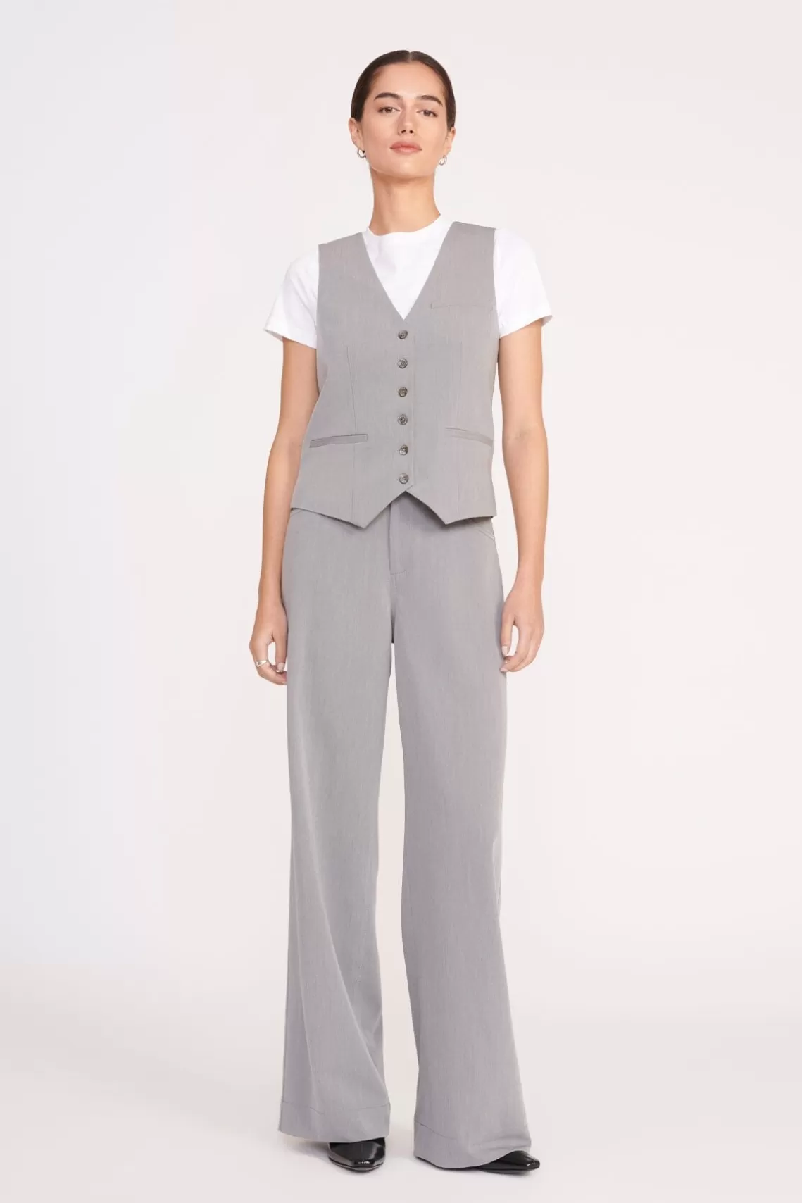 STAUD GRAYSON PANT  HEATHER GREY SUITING