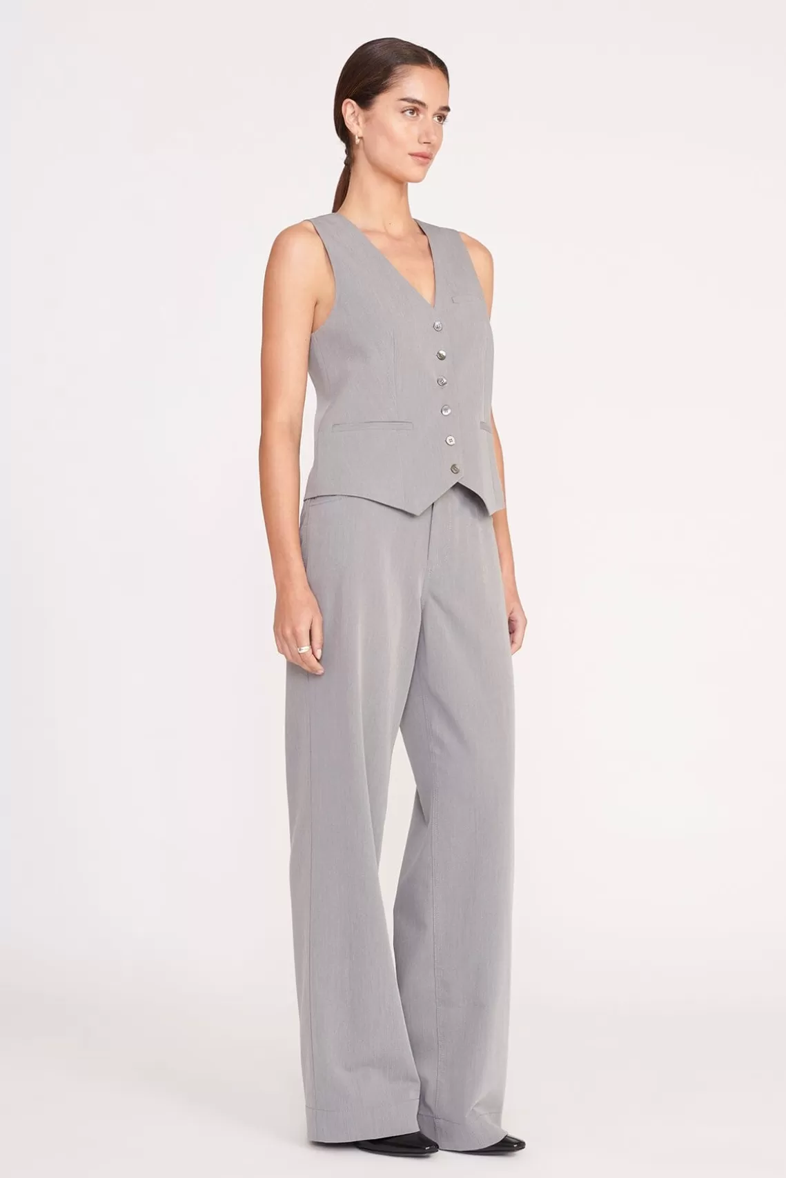 STAUD GRAYSON PANT  HEATHER GREY SUITING