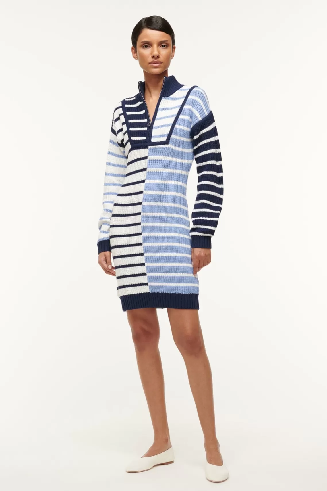 STAUD HAMPTON MINI DRESS  ADRIATIC STRIPE