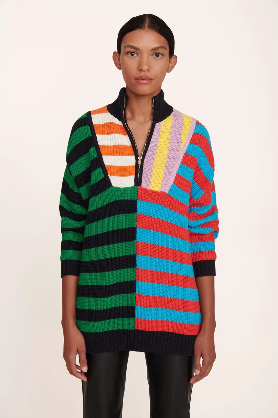 STAUD HAMPTON SWEATER  CABANA STRIPE MULTI