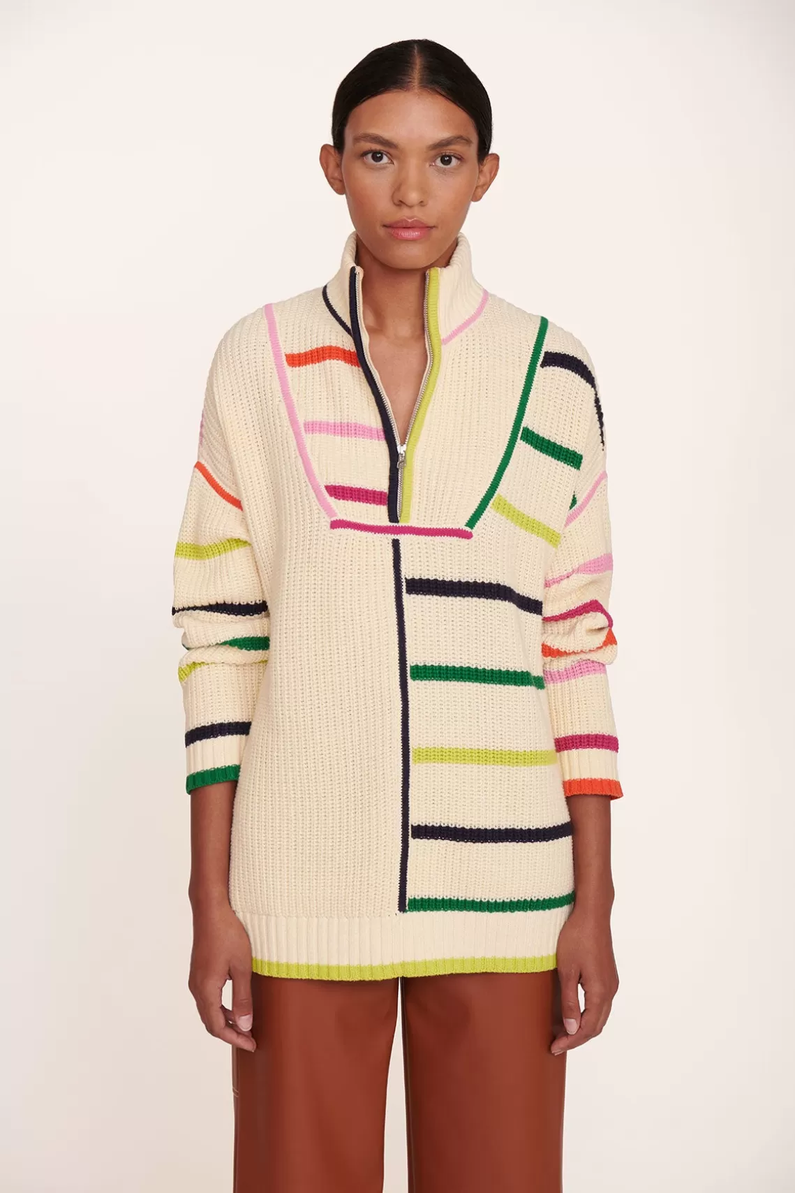 STAUD HAMPTON SWEATER  CREME RAINBOW MULTI