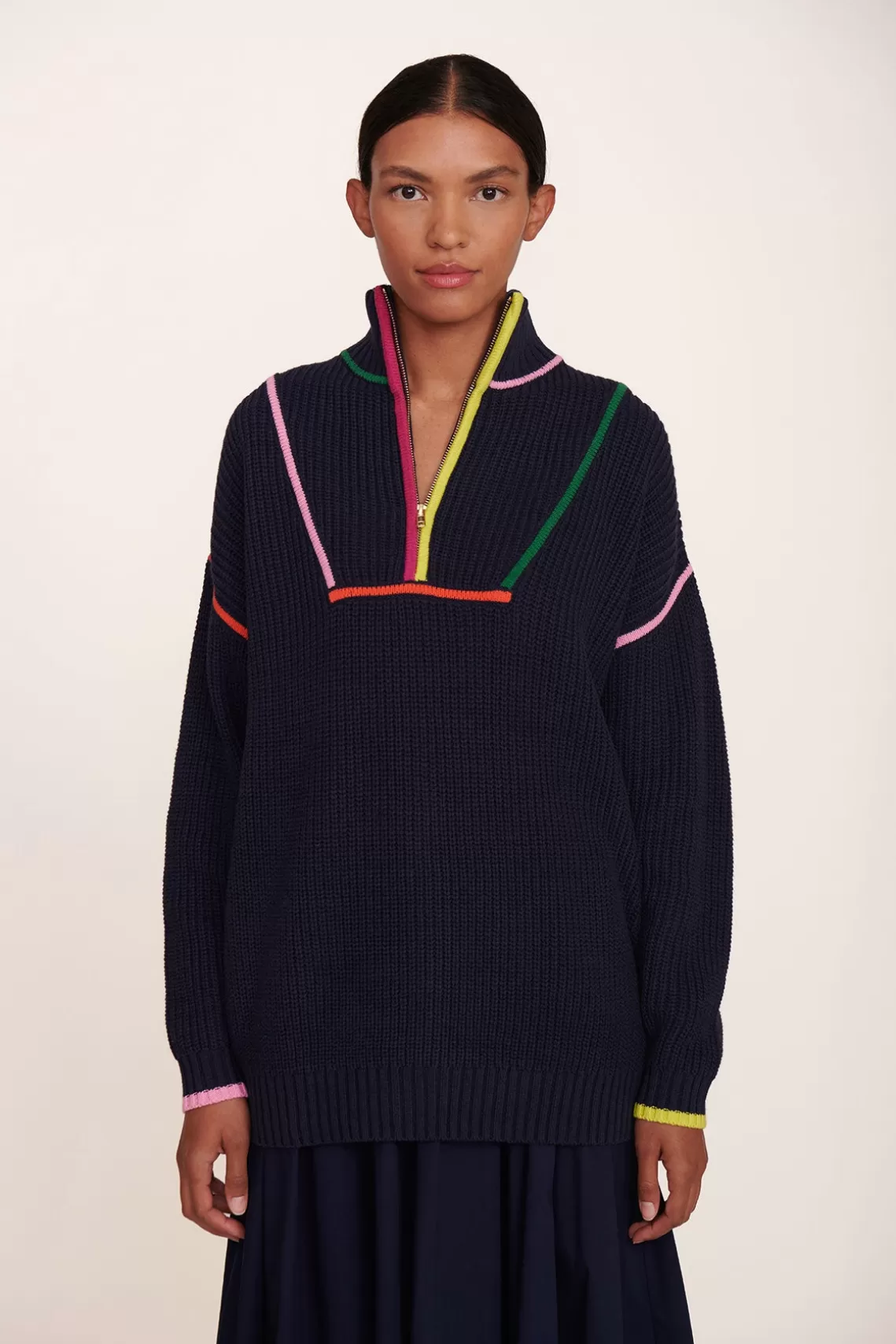 STAUD HAMPTON SWEATER  NAVY MULTI