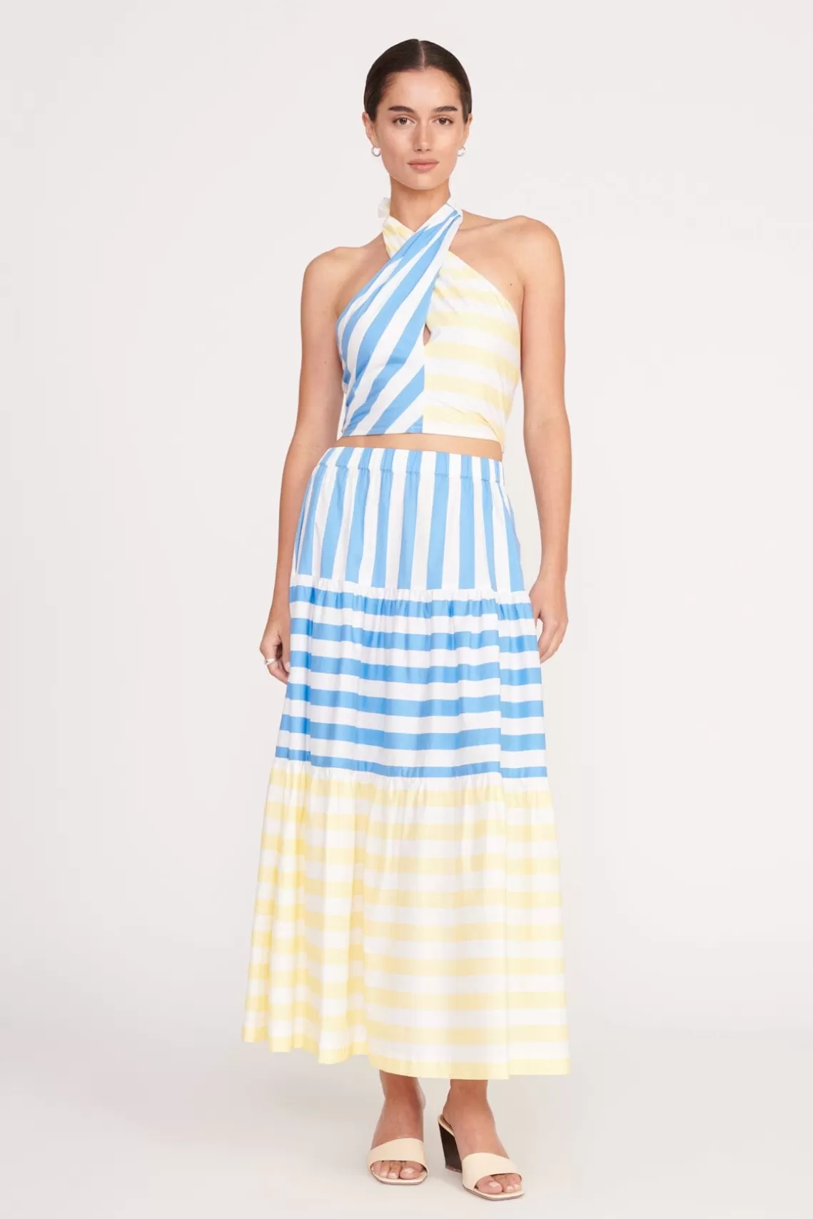 STAUD IDALINO SKIRT  BUTTERCUP SEASHORE STRIPE