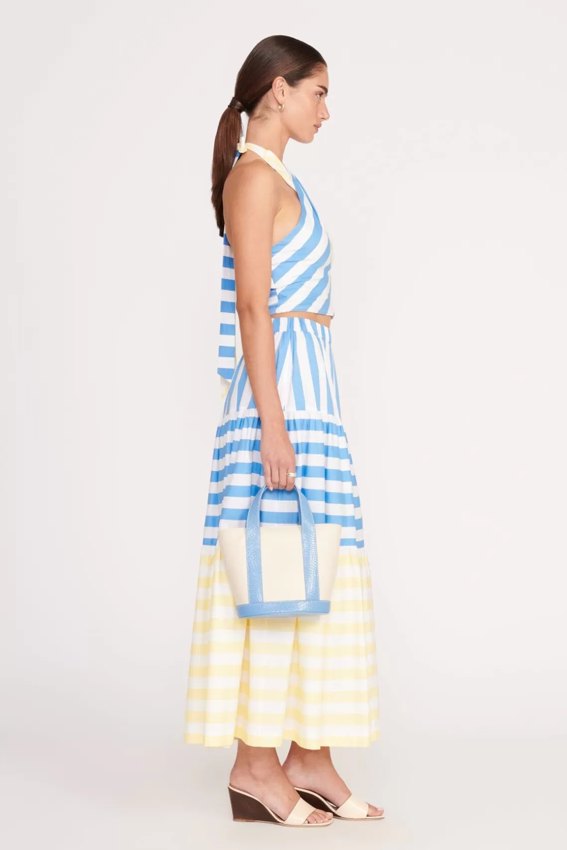 STAUD IDALINO SKIRT  BUTTERCUP SEASHORE STRIPE