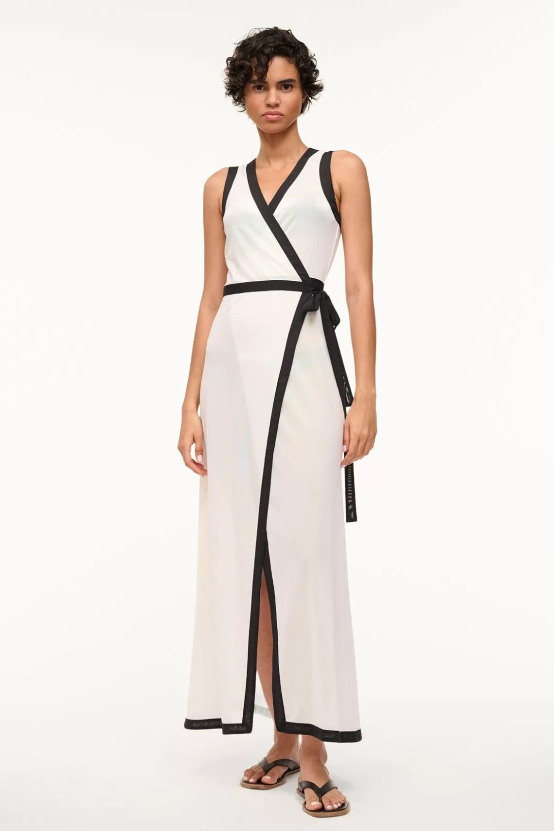 STAUD ISCHIA COVERUP DRESS  WHITE BLACK