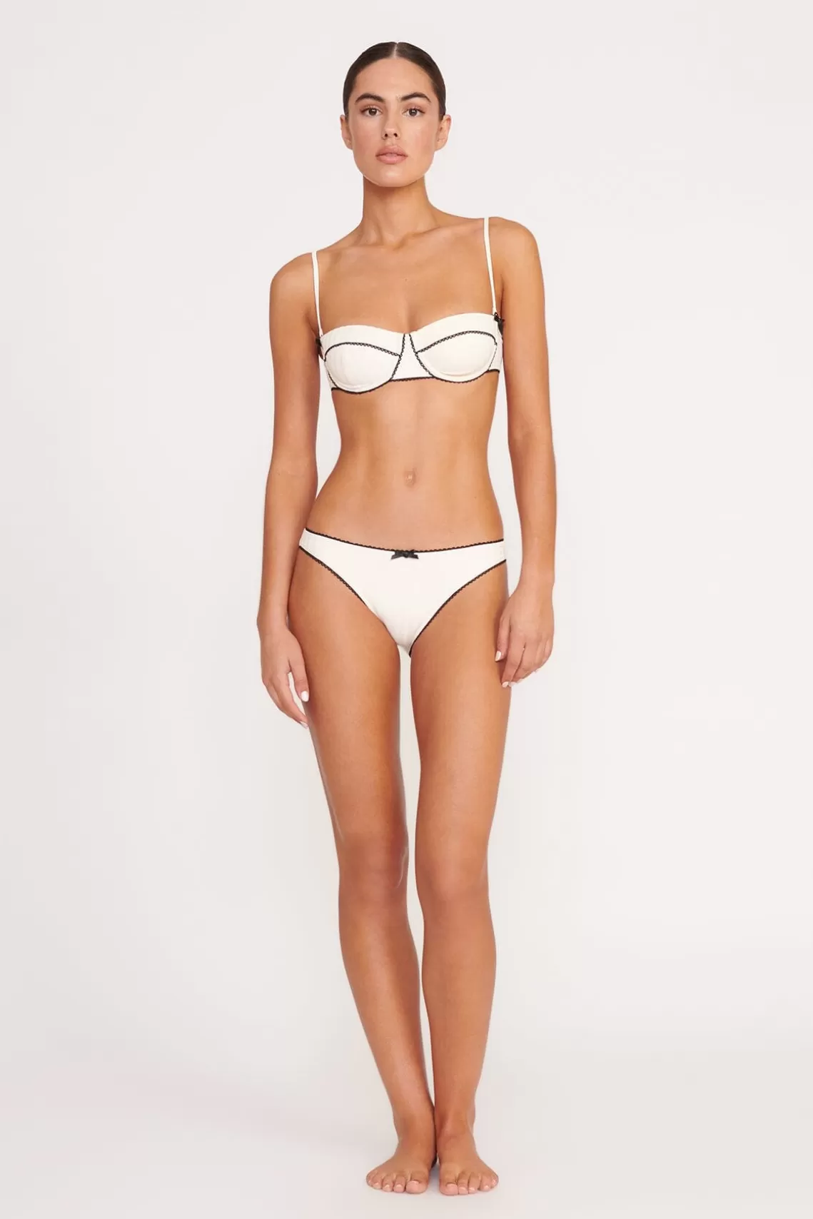 STAUD JO BALCONETTE BIKINI TOP  IVORY BLACK