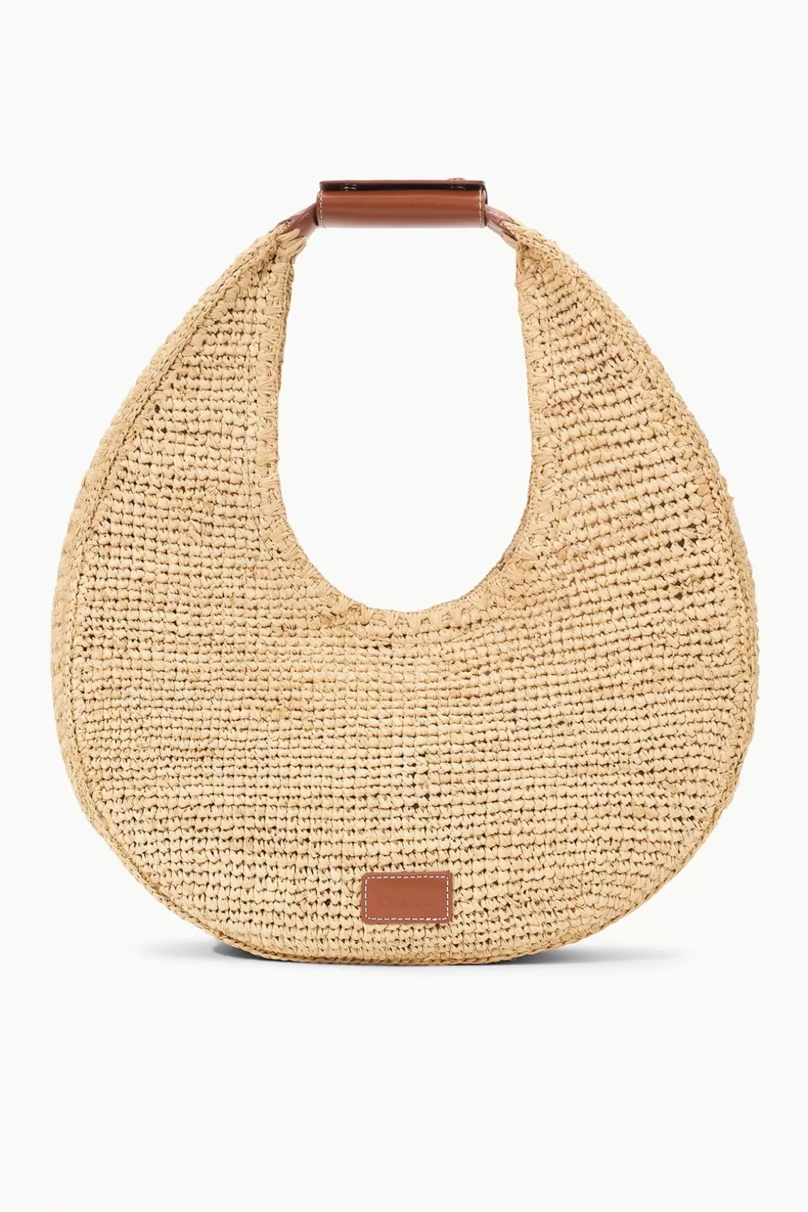 STAUD LARGE RAFFIA MOON BAG  NATURAL RAFFIA